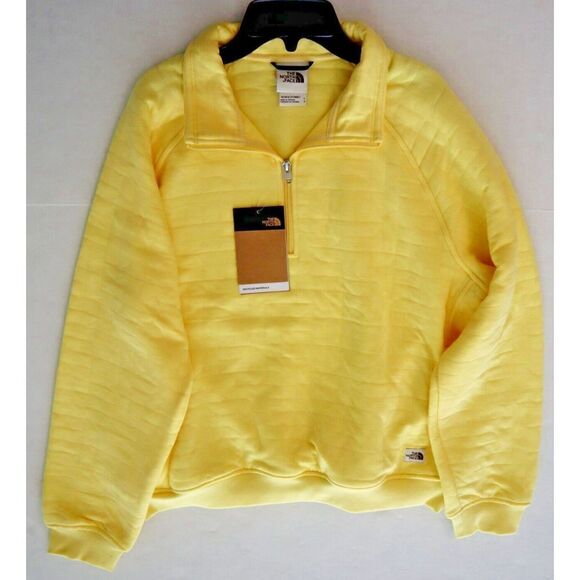 The North Face Women's Sz Large Yellow Longs Peak Quilted 1/4 Zip Jacket $139 - Picture 6 of 9
